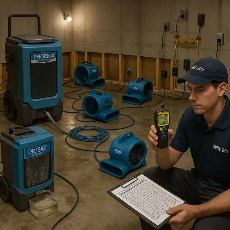 Structural Drying and Dehumidification process in Vega, TX